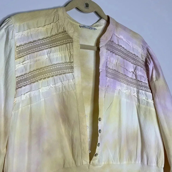 Zara yellow cream tie dye short jumpsuit, M - Picture 11 of 16